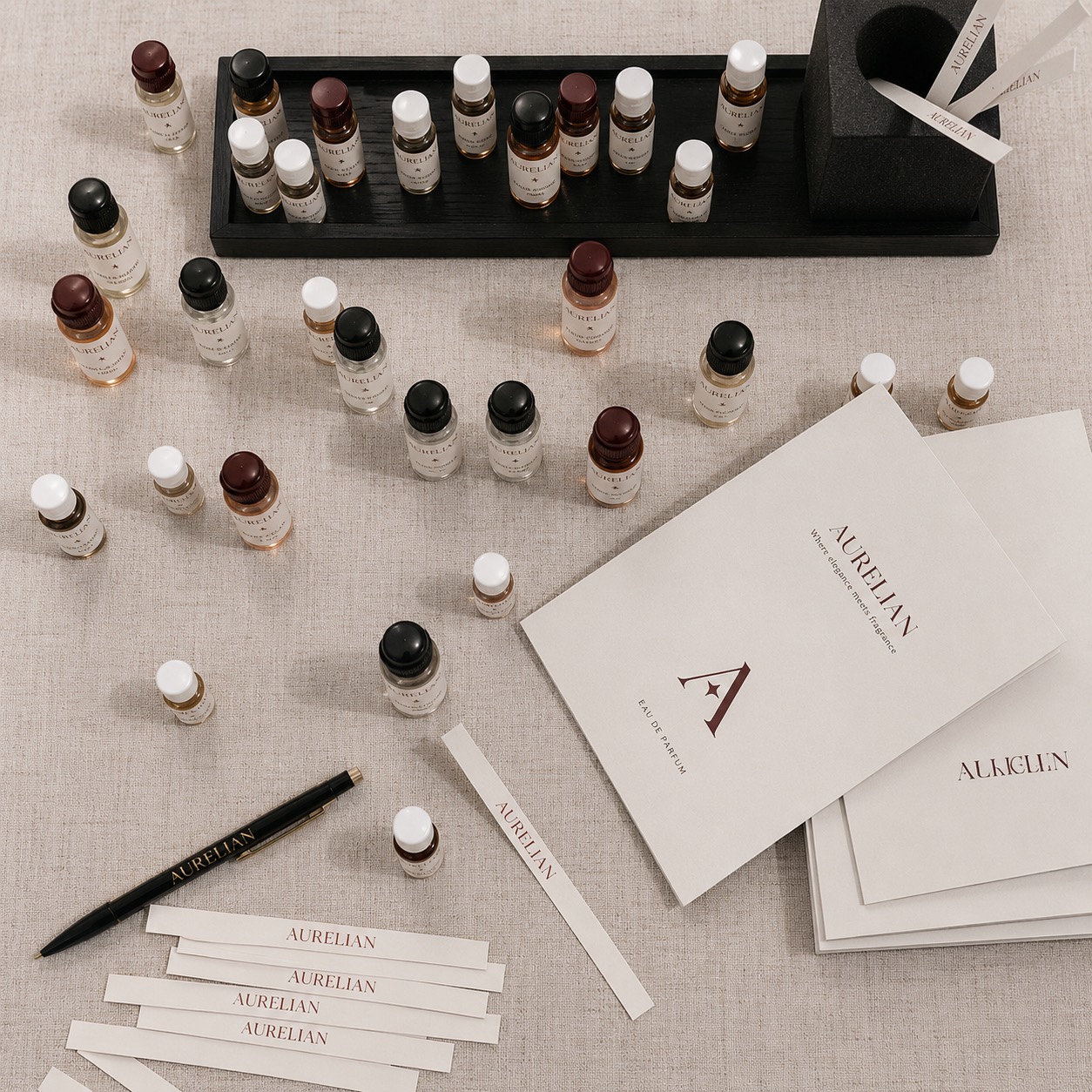 Aurelian samplecollectie met miniflesjes en geurstrips